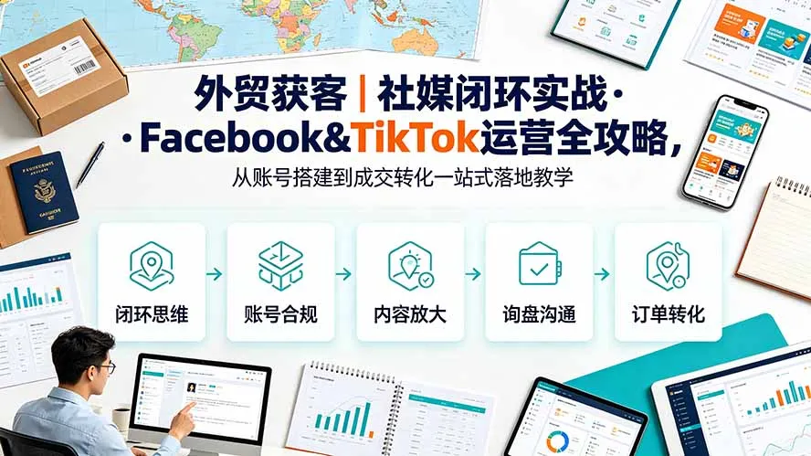 外贸获客｜社媒闭环实战·Facebook&TikTok运营全攻略，从账号搭建到成交转化一站式落地教学-续财库