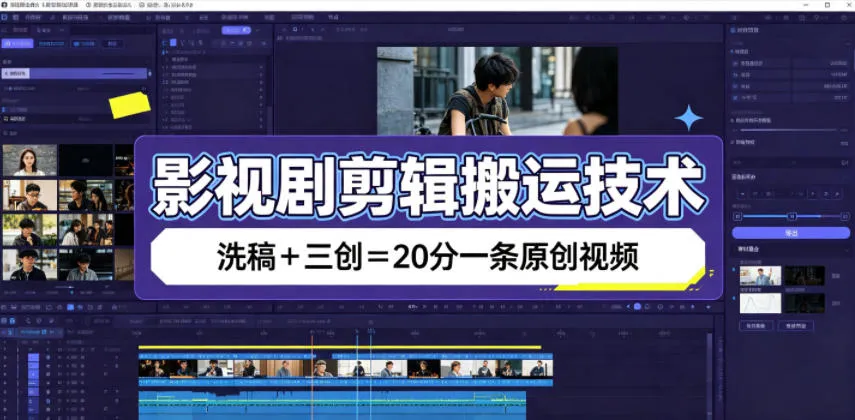 影视剧剪辑搬运技术，洗稿+三创=20分一条原创视频-续财库