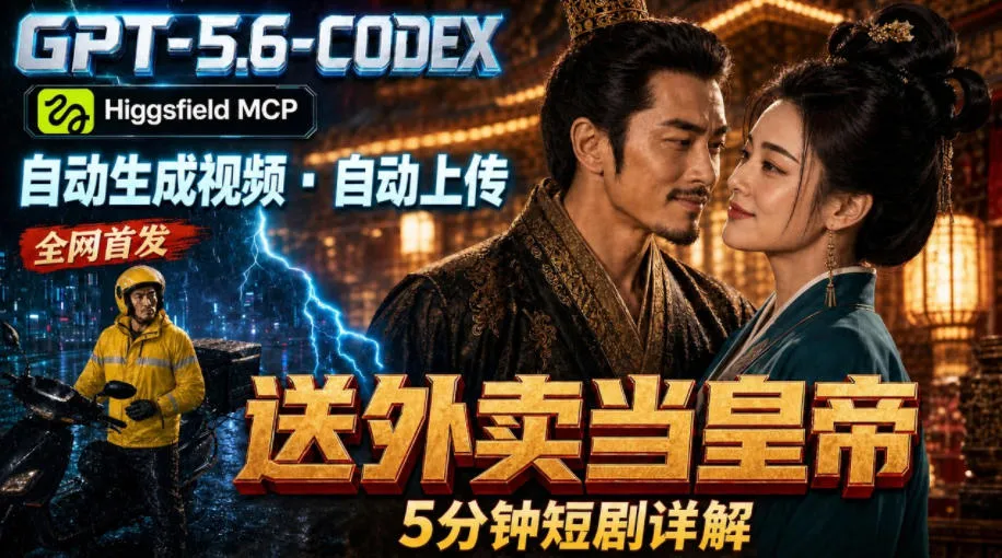 GPT-5.6 Codex+Higgsfield MCP:一条指令生成5分钟短剧并自动上传YouTube(油管)-续财库