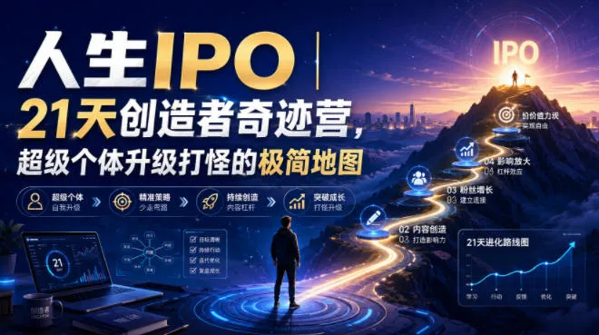 人生IPO︱21天创造者奇迹营，​超级个体升级打怪的极简地图-续财库