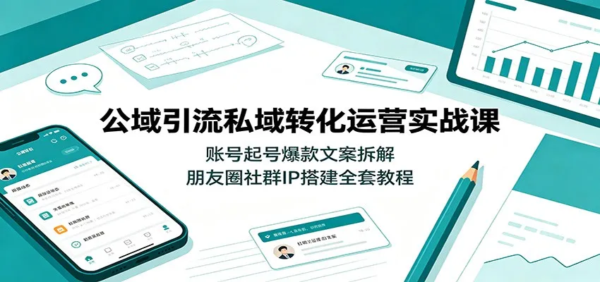 公域引流私域转化运营实战课：账号起号爆款文案拆解，朋友圈社群IP搭建全套教程-续财库