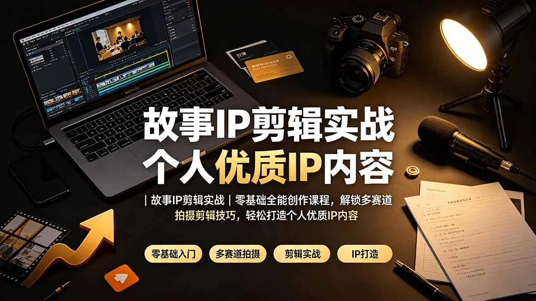 故事IP剪辑实战｜零基础全能创作课程，解锁多赛道拍摄剪辑技巧，轻松打造个人优质IP内容-续财库
