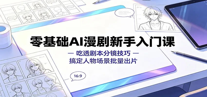 零基础AI漫剧新手入门课：吃透剧本分镜技巧，搞定人物场景批量出片-续财库