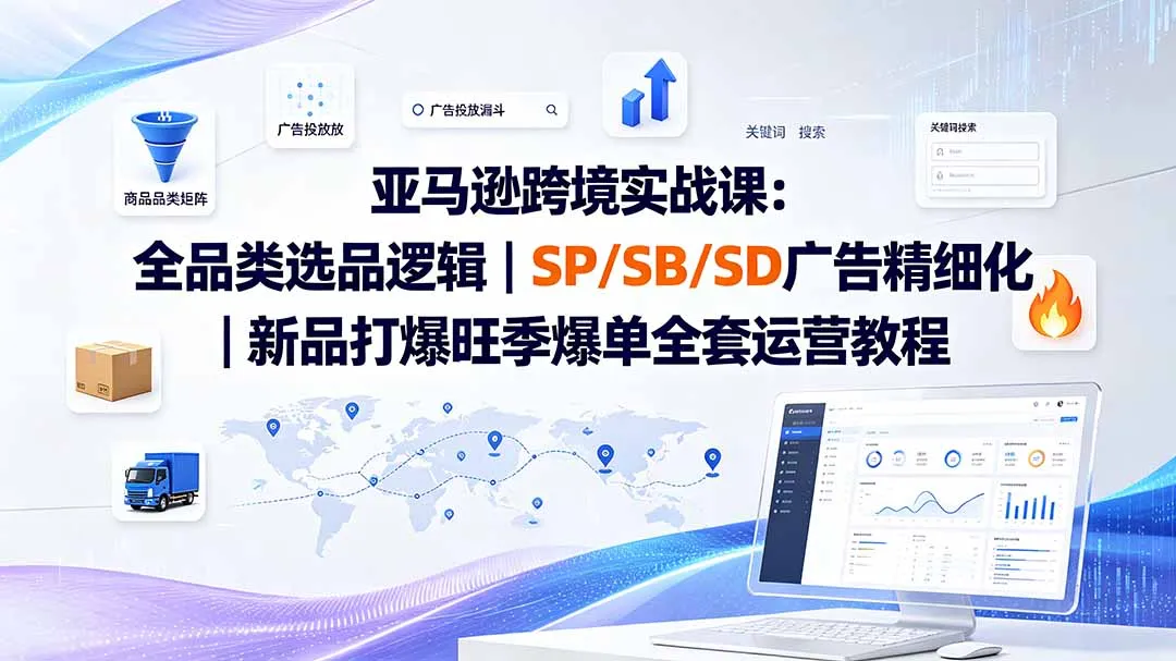 亚马逊跨境实战课-更新:全品类选品逻辑|SP/SB/SD广告精细化|新品打爆旺季爆单全套运营教程-续财库