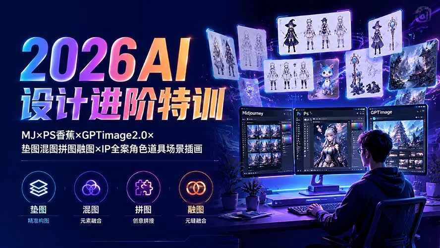 2026AI设计进阶特训：MJ×PS香蕉×GPTimage2.0×垫图混图拼图融图×IP全案角色道具场景插画-续财库