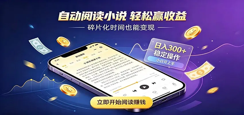 挂机看小说，全程自动运行不费精力，每日稳定赚三百-续财库