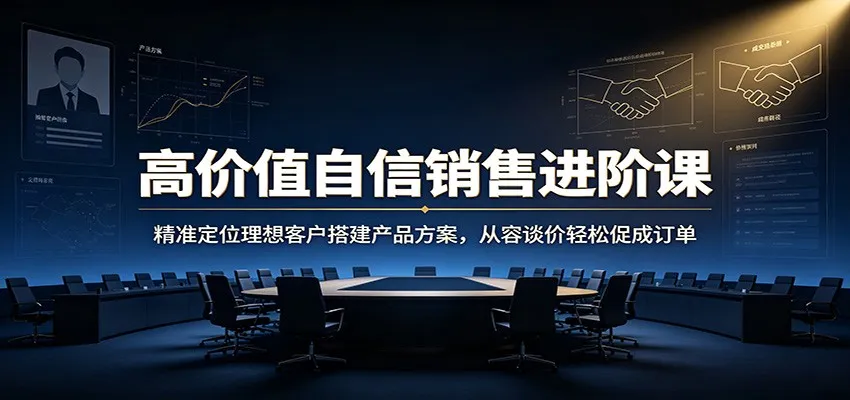 高价值自信销售进阶课：精准定位理想客户搭建产品方案，从容谈价轻松促成订单-续财库