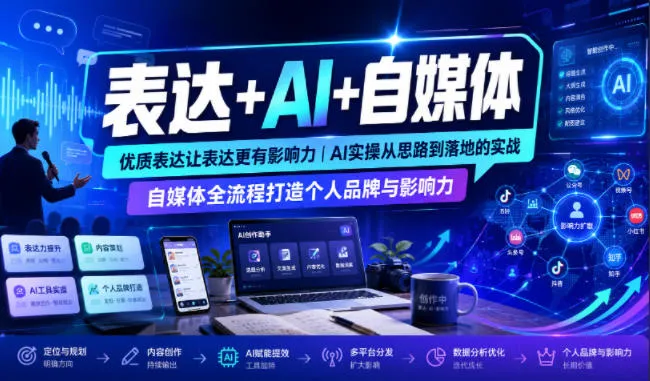表达+AI+自媒体，优质表达让表达更有影响力|AI实操从思路到落地的实战|自媒体全流程打造个人品牌与影响力-续财库