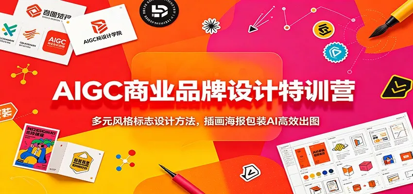 AIGC商业品牌设计特训营：多元风格标志设计方法，插画海报包装AI高效出图-续财库