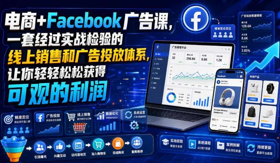 电商+Facebook广告课，一套经过实战检验的线上销售和广告投放体系，让你轻轻松松获得可观的利润【原创双语字幕】-续财库