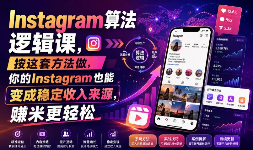 Instagram算法逻辑课,按这套方法做,你的Instagram也能变成稳定收入来源,賺米更轻松【原创双语字幕】-续财库