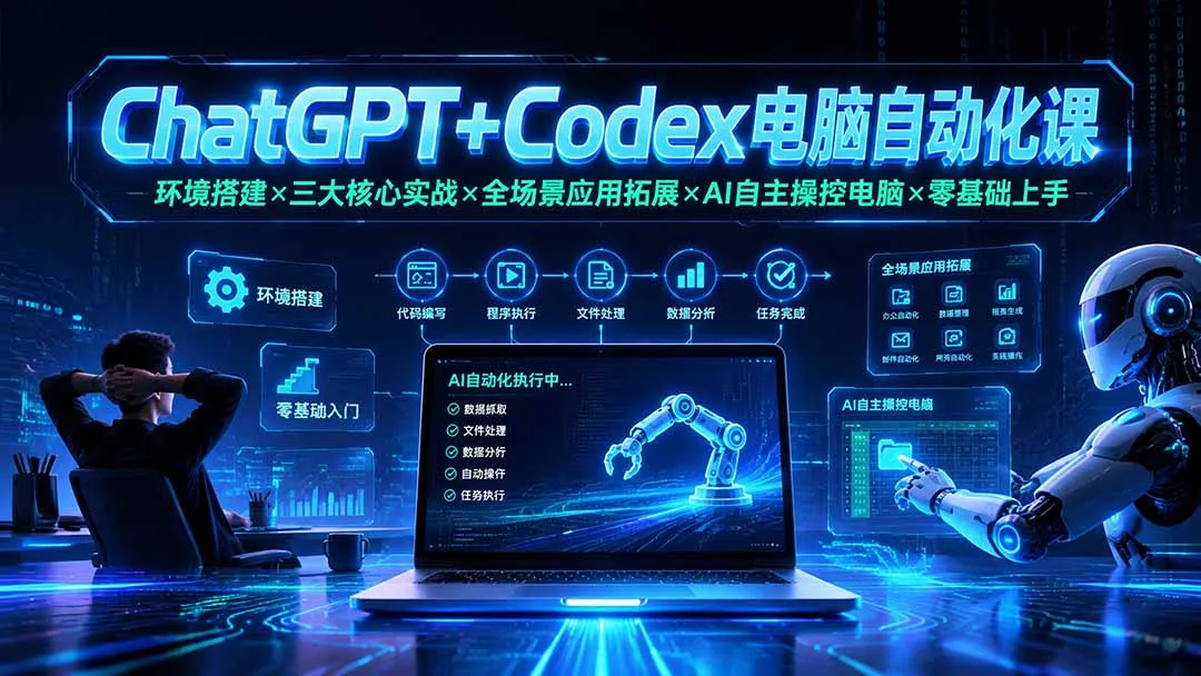 ChatGPT+Codex电脑自动化课：环境搭建×三大核心实战×全场景应用拓展×AI自主操控电脑×零基础上手-续财库