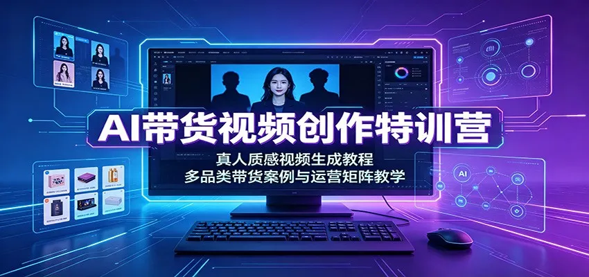 AI带货视频创作特训营:真人质感视频生成教程,多品类带货案例与运营矩阵教学-续财库