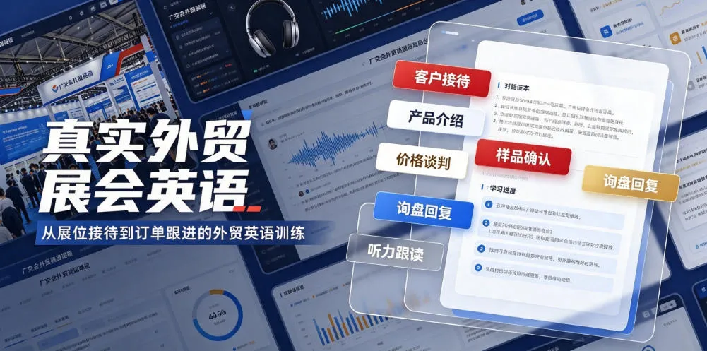 真实外贸展会英语，广交会外贸口语听力突击课程【音频】-续财库