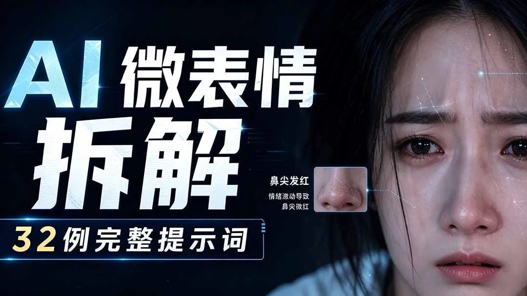 AI微表情拆解提示词合集，精准调控AI角色表情，告别塑料感、AI面瘫脸。-续财库