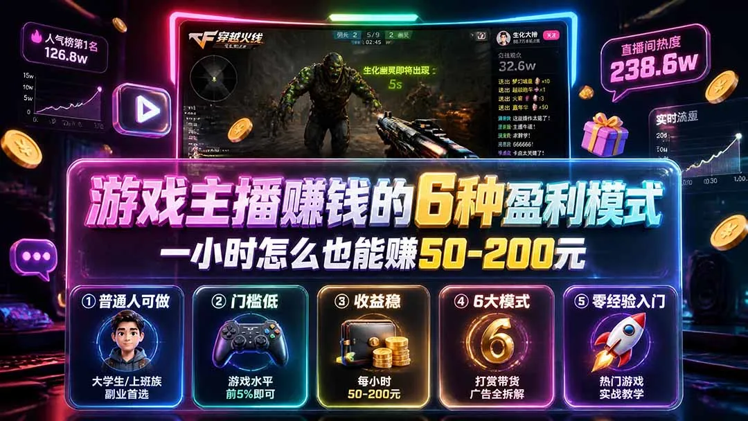 付费文章：游戏主播赚钱的6种盈利模式，一小时怎么也能赚50-200元-续财库