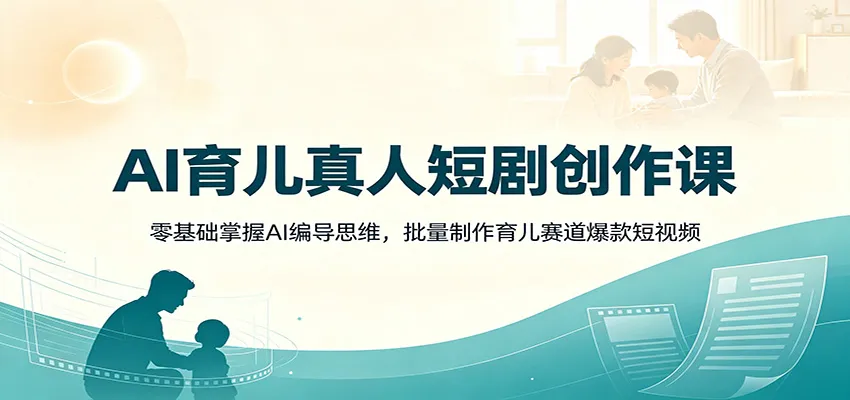 AI育儿真人短剧创作课：零基础掌握AI编导思维，批量制作育儿赛道爆款短视频-续财库