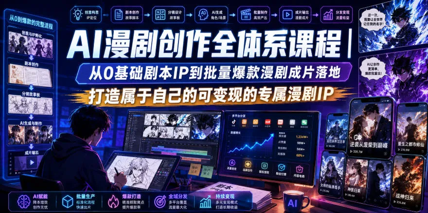 AI漫剧创作全体系课程｜从0基础剧本IP到批量爆款漫剧成片落地，打造属于自己的可变现的专属漫剧IP-续财库