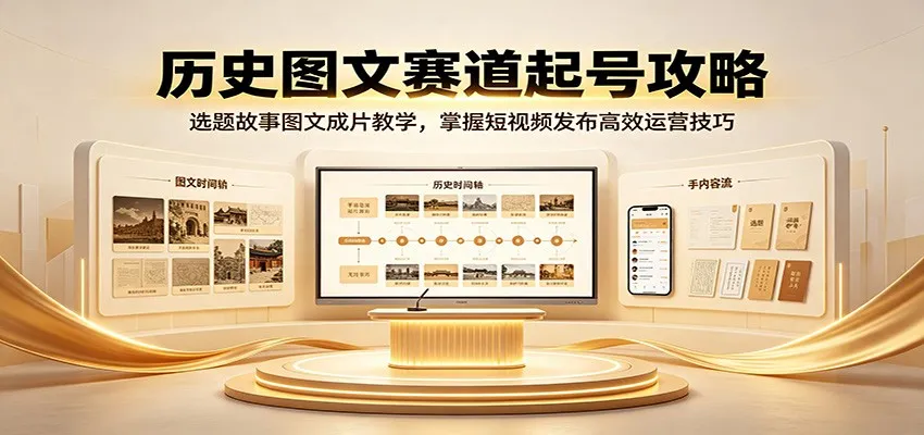 历史图文赛道起号攻略：选题故事图文成片教学，掌握短视频发布高效运营技巧-续财库