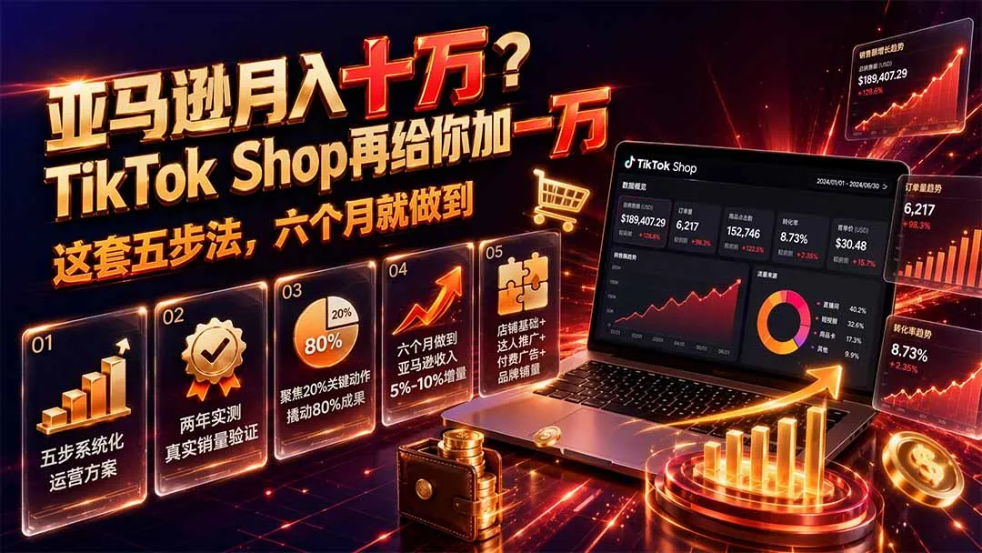 亚马逊月入十万？TikTok Shop再给你加一万——这套五步法，六个月就做到【原创双语字幕】-续财库
