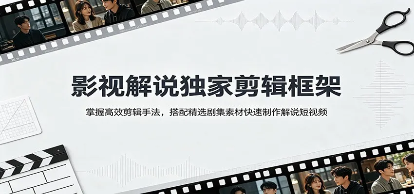 影视解说独家剪辑框架:掌握高效剪辑手法,搭配精选剧集素材快速制作解说短视频-续财库