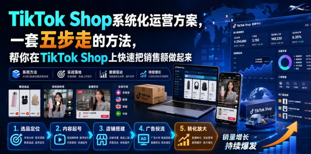 TikTok Shop系统化运营方案，一套五步走的方法，帮你在TikTok Shop上快速把销售额做起来【原创双语字幕】-续财库