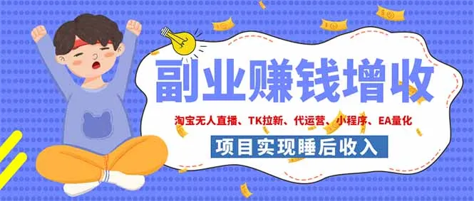 2026年多个真实落地副业项目，手把手带你搭建被动收入管道(淘宝无人直播、海外TK拉新...-续财库