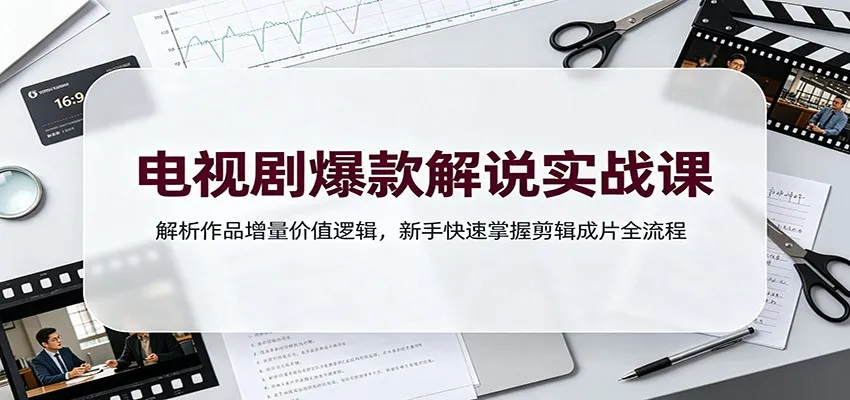电视剧爆款解说实战课:解析作品增量价值逻辑,新手快速掌握剪辑成片全流程-续财库