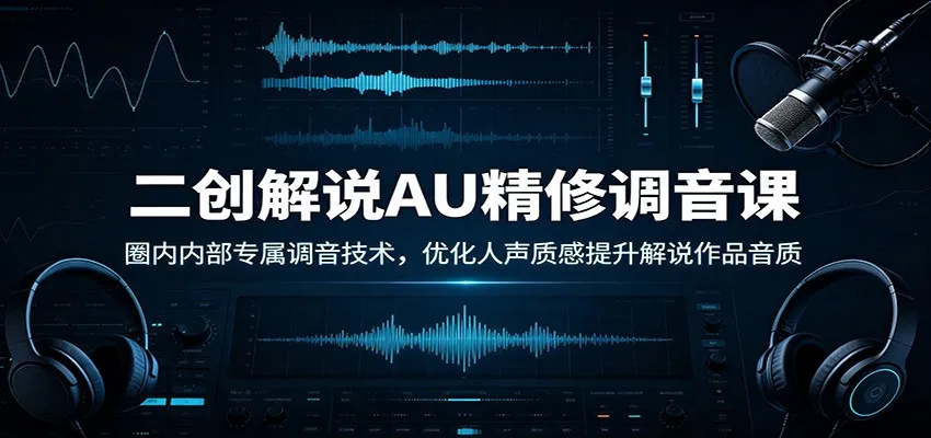 二创解说AU精修调音课:圈内内部专属调音技术,优化人声质感提升解说作品音质-续财库