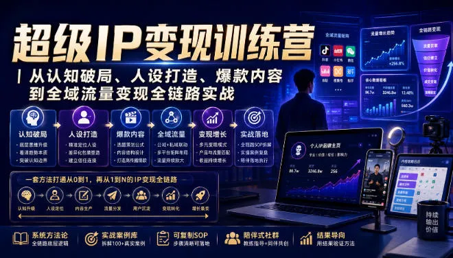 超级IP变现训练营|从认知破局、人设打造、爆款内容到全域流量变现全链路实战-续财库