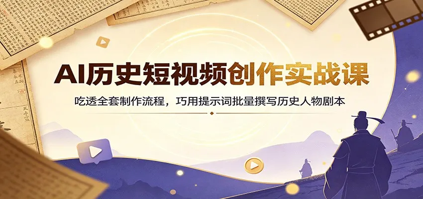 AI历史短视频创作实战课：吃透全套制作流程，巧用提示词批量撰写历史人物剧本-续财库
