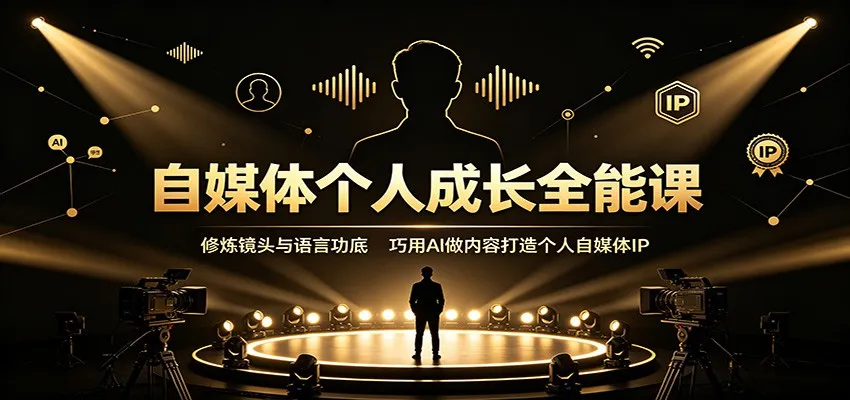 自媒体个人成长全能课：修炼镜头与语言功底，巧用AI做内容打造个人自媒体IP-续财库