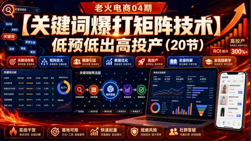 老火电商04期：【关键词爆打矩阵技术】低预低出高投产(20节)-续财库