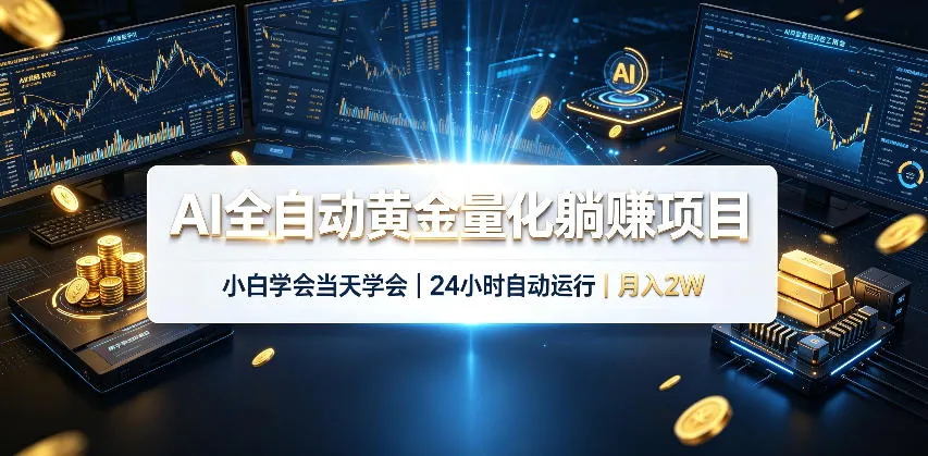 AI全自动黄金量化躺賺项目，24小时自动运行，月入2W！-续财库