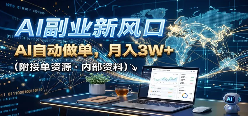 AI副业新风口，AI自动做单，月入3W+，附接单资源-续财库