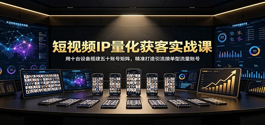 短视频IP量化获客实战课:用十台设备搭建五十账号矩阵,精准打造引流接单型流量账号-续财库