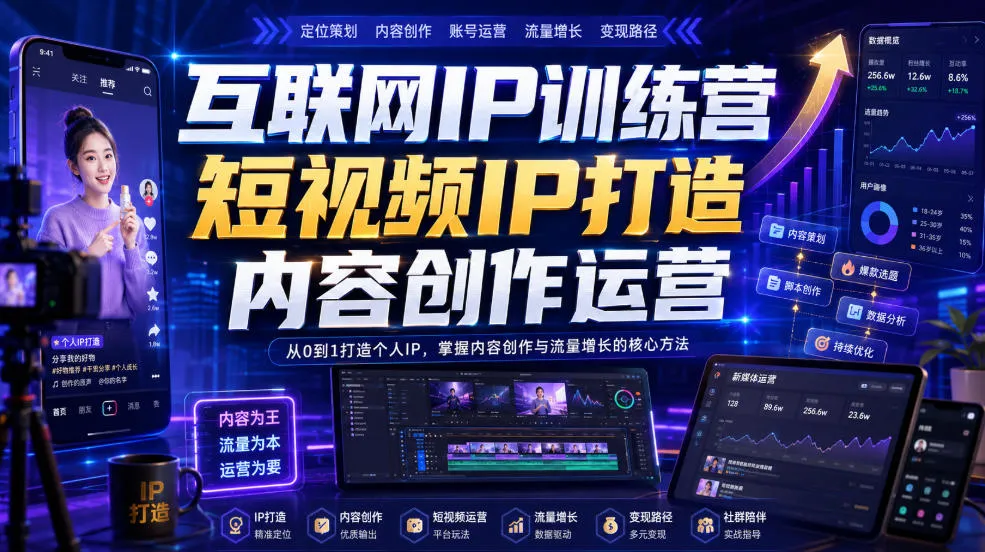 互联网IP训练营,短视频IP打造,内容创作运营-续财库
