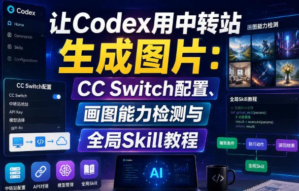 让Codex用中转站生成图片：CC Switch配置、画图能力检测与全局Skill教程-续财库