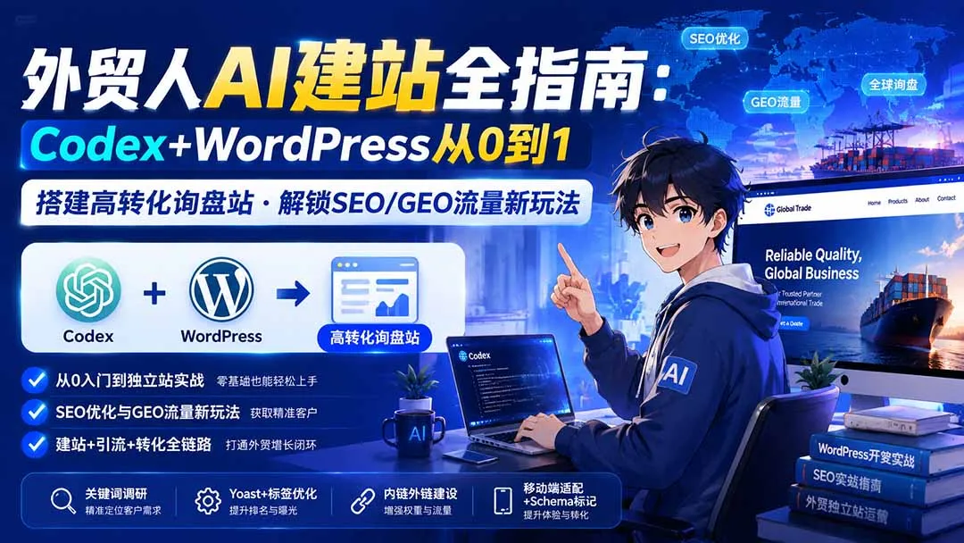外贸人AI建站全指南:Codex+WordPress从0到1·搭建高转化询盘站·解锁SEO/GEO流量新玩法-更新-续财库