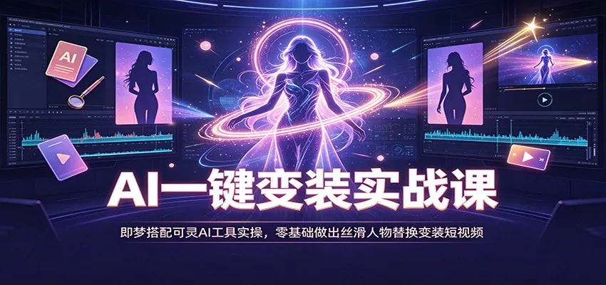AI一键变装实战课：即梦搭配可灵AI工具实操，零基础做出丝滑人物替换变装短视频-续财库