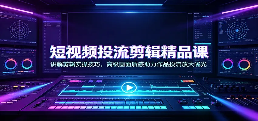 短视频投流剪辑精品课:讲解剪辑实操技巧,高级画面质感助力作品投流放大曝光-续财库