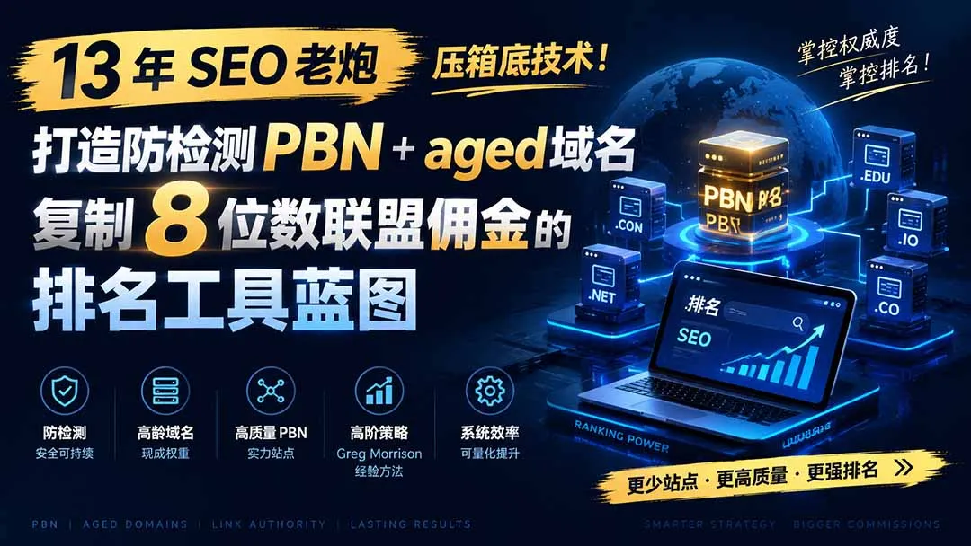 13 年 SEO 老炮压箱底技术!打造防检测 PBN+aged 域名,复制 8 位数联盟佣金的排名工具蓝图【原创双语字幕】-续财库