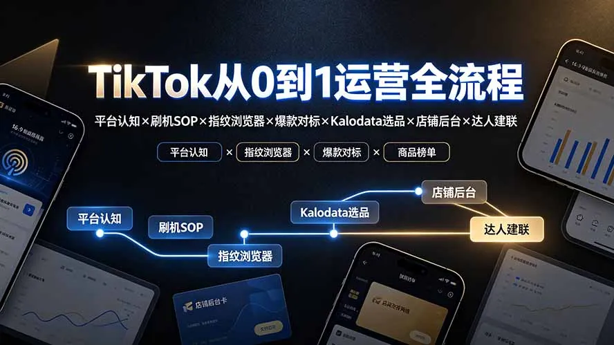 TikTok从0到1运营全流程-更新:平台认知×刷机SOP×指纹浏览器×爆款对标×Kalodata选品×店铺后台×达人建联-续财库