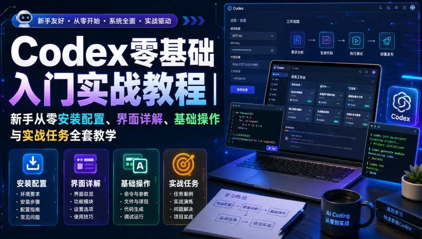 Codex零基础入门实战教程｜新手从零安装配置、界面详解、基础操作与实战任务全套教学-续财库