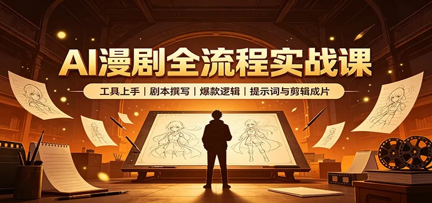 AI漫剧全流程实战课：工具上手、剧本撰写、爆款逻辑、提示词与剪辑成片-续财库