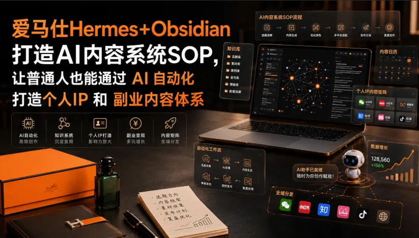 爱马仕Hermes+Obsidian打造AI内容系统SOP，让普通人也能通过 AI 自动化打造个人IP 和 副业内容体系-续财库