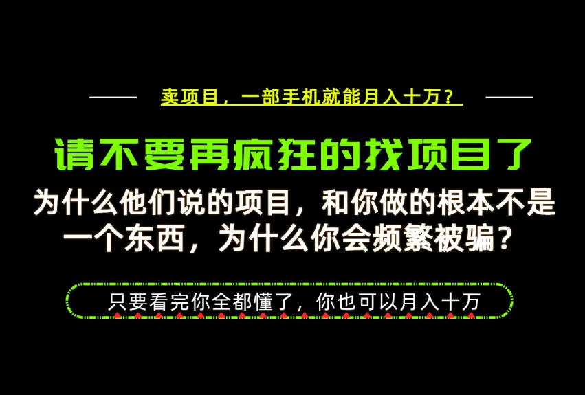 为什么做项目的人大多都是炮灰？为什么只有卖项目才能稳？看完你也可以月入10W+【揭秘】-续财库