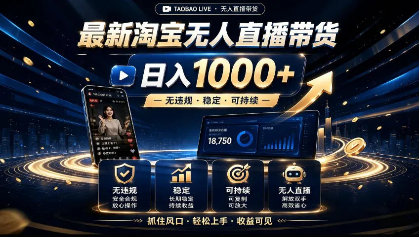 2026淘宝无人直播15.0，独家新技术，不用露脸、不用熬夜，自动直播自动出单，25小时卖17W【揭秘】-续财库