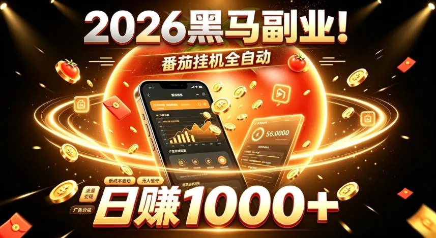 2026黑马副业！番茄挂G全自动日入1000+，操作最简单、门槛最低的线上轻资产项目【揭秘】-续财库