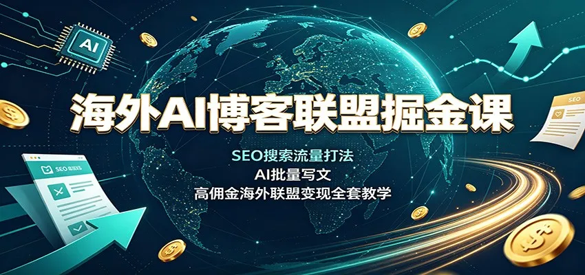 海外AI博客联盟掘金课：SEO搜索流量打法，AI批量写文，高佣金海外联盟变现全套教学-续财库